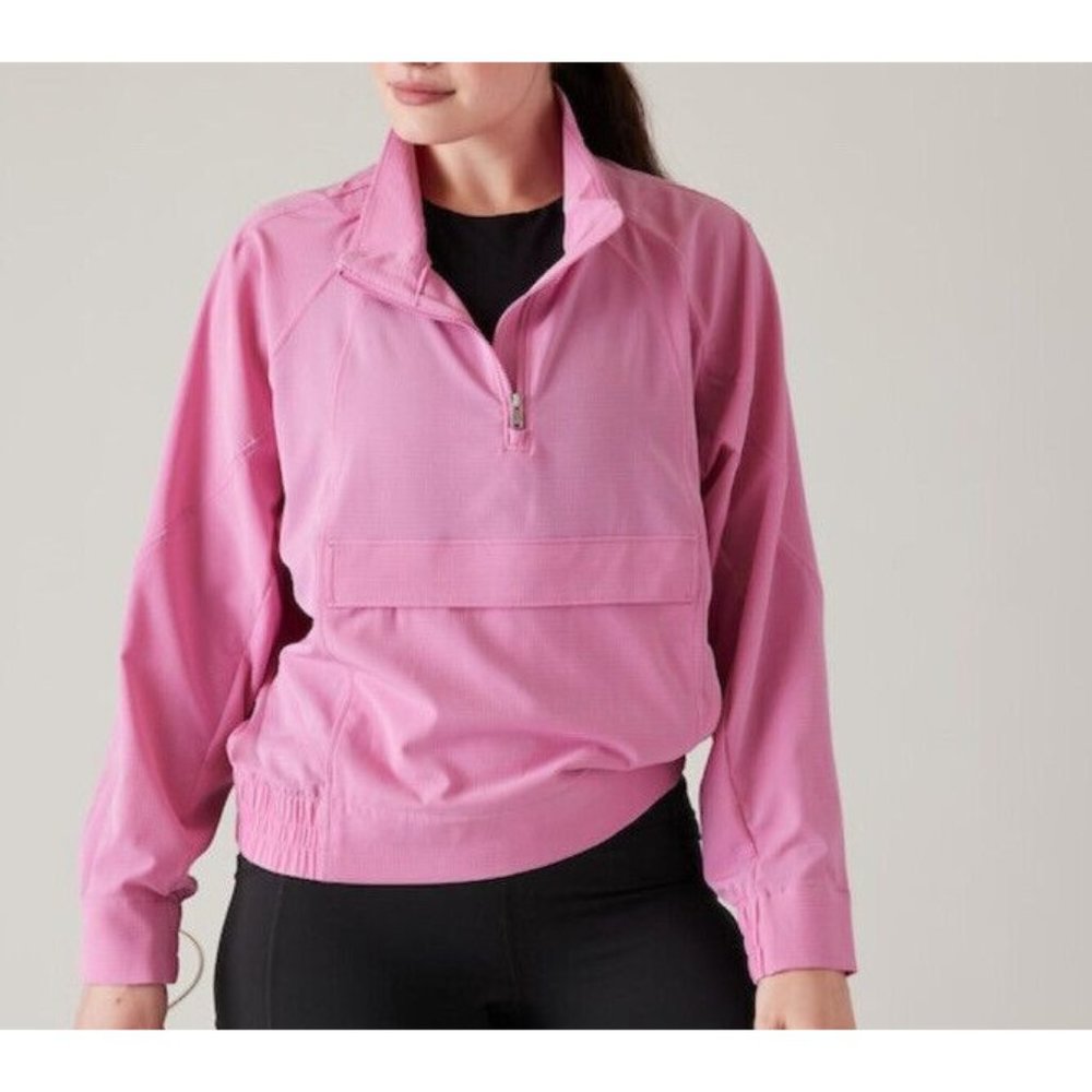 New Athleta S Boundless Popover Jacket Maritima Pink Size Small Pullover - Picture 5 of 6